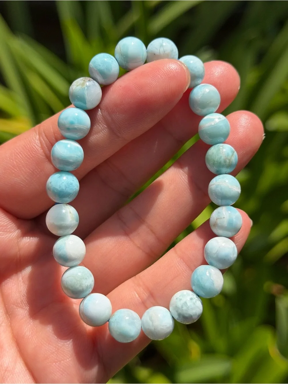 8.5mm stretchable larimar bracelet 2056